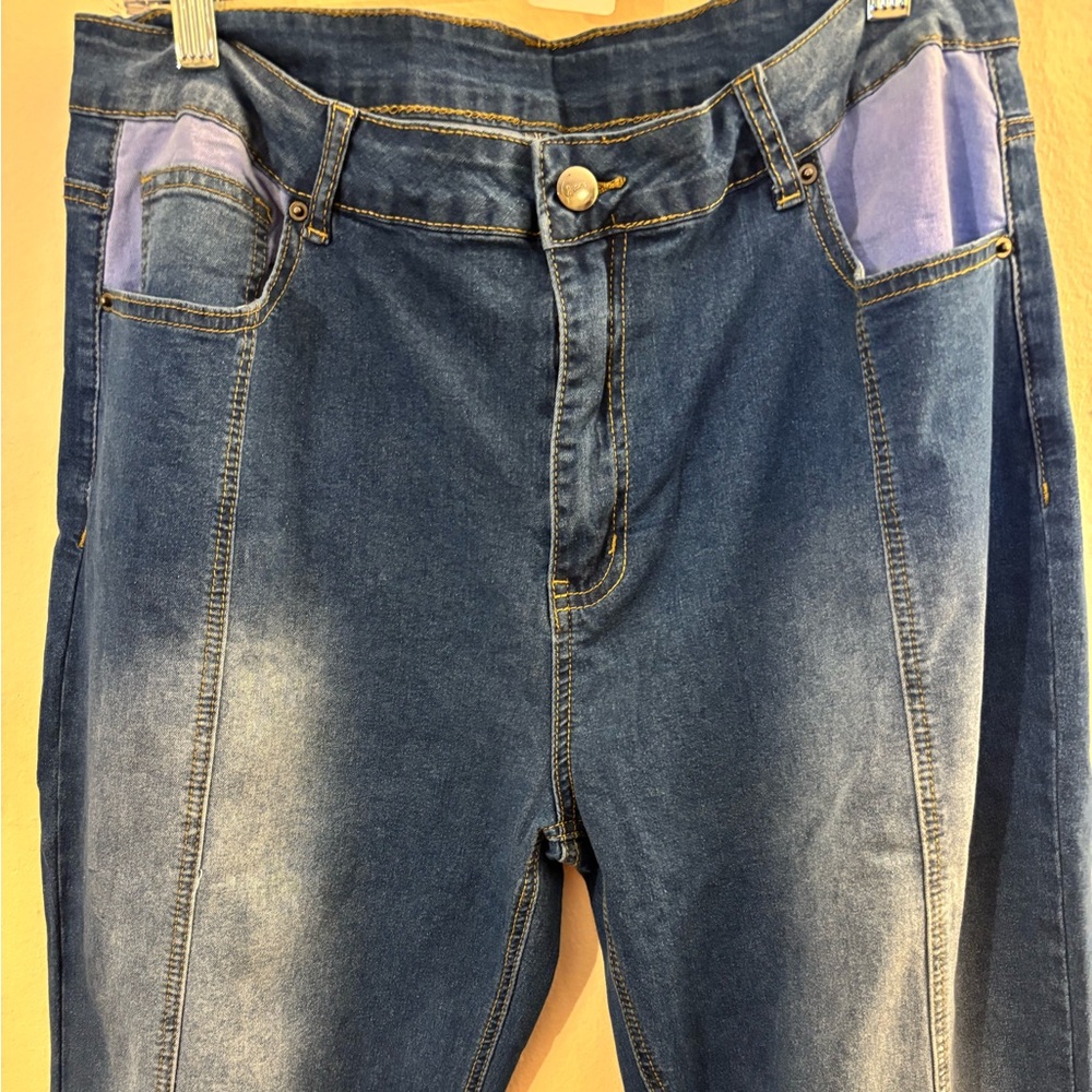 Two Tone Flare Leg Blue Denim Jeans NWOT  Sizes XL, 2X, 3X